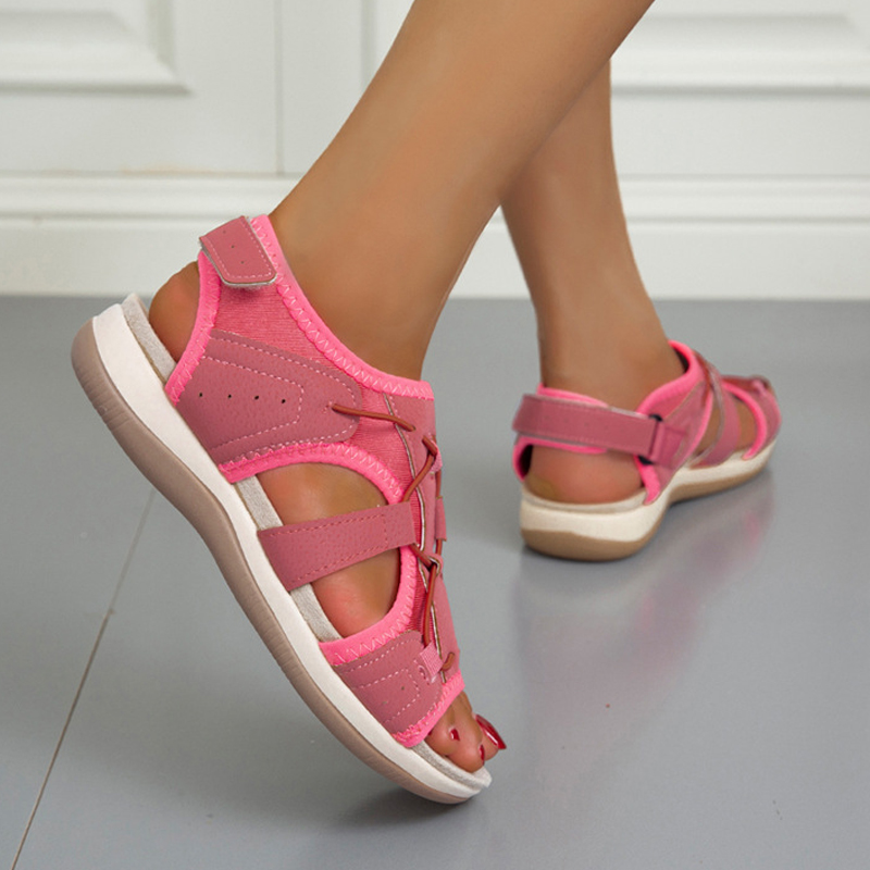 Ladies Round Toe Velcro Vintage Beach Sandals-ABOXUN