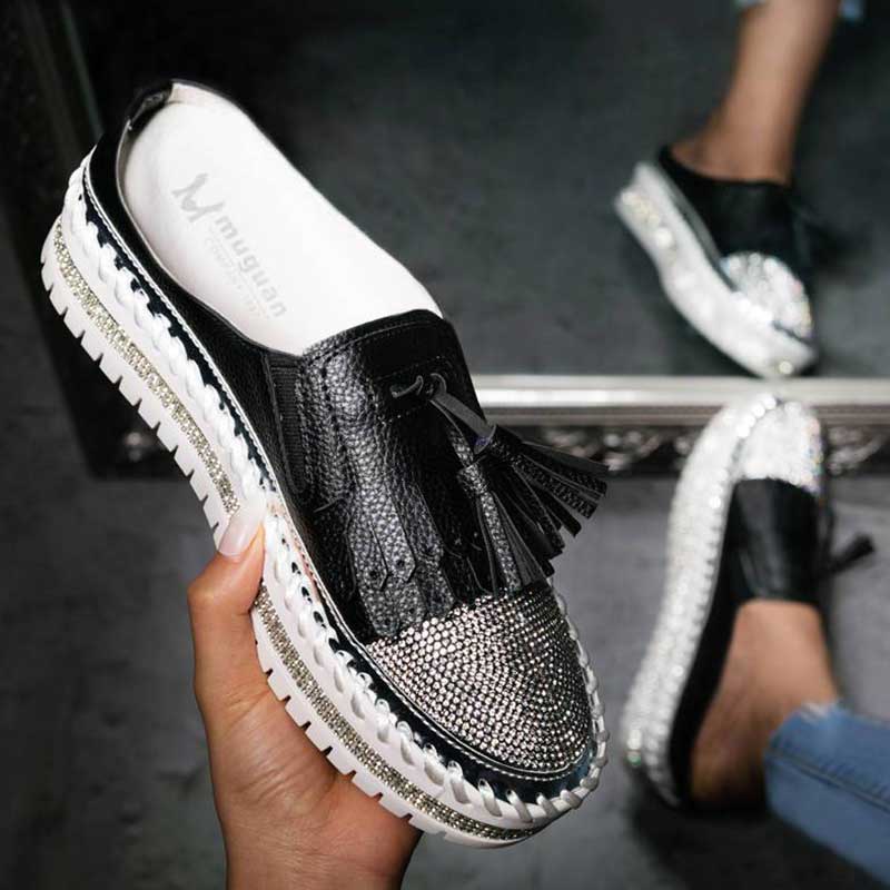 Women's Fashion Shiny Rhinestone Tassel Sandals-ABOXUN