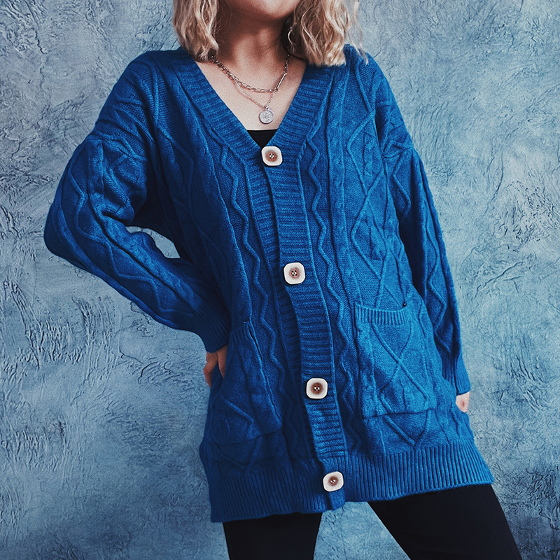 Vintage Long Sleeve Solid Sweater Cardigan-ABOXUN