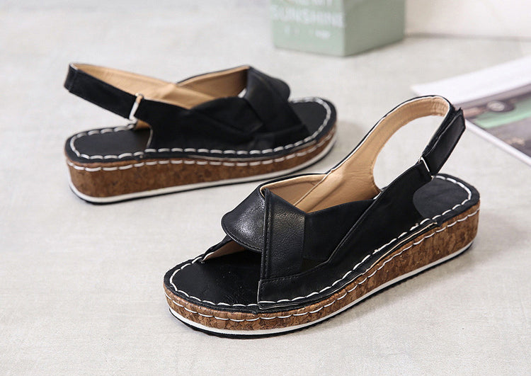 2022 Summer Solid Color Flat Velcro Sandals-ABOXUN