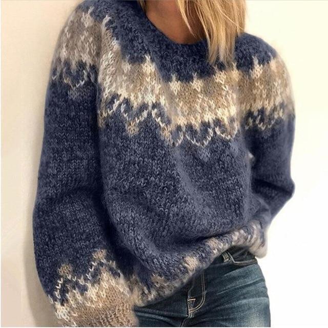 VINTAGE PRINTED KNITTED SWEATER-ABOXUN