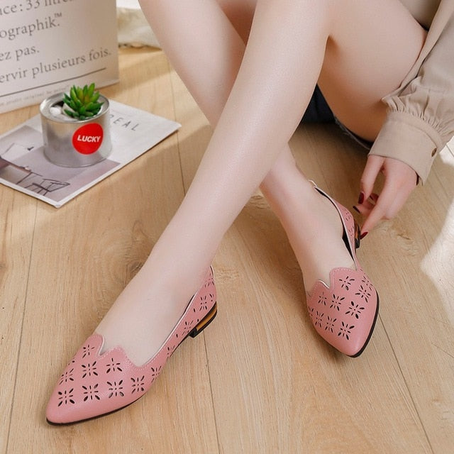 Casual Point Toe Loafers Shallow Flat shoes-ABOXUN