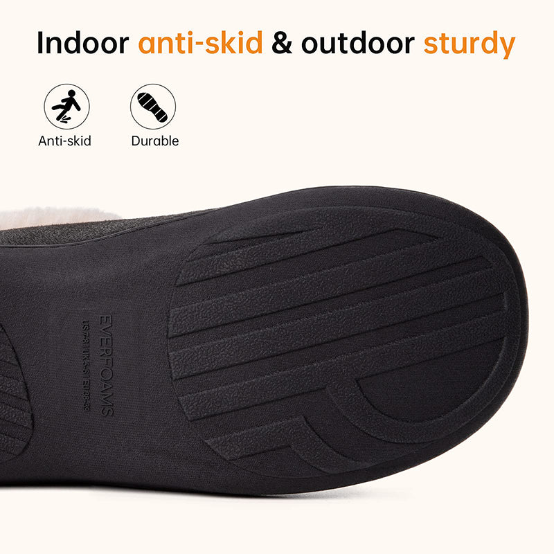 Women's Micro Suede Fuzzy Plush Lined Slippers with Cozy Memory Foam-ABOXUN