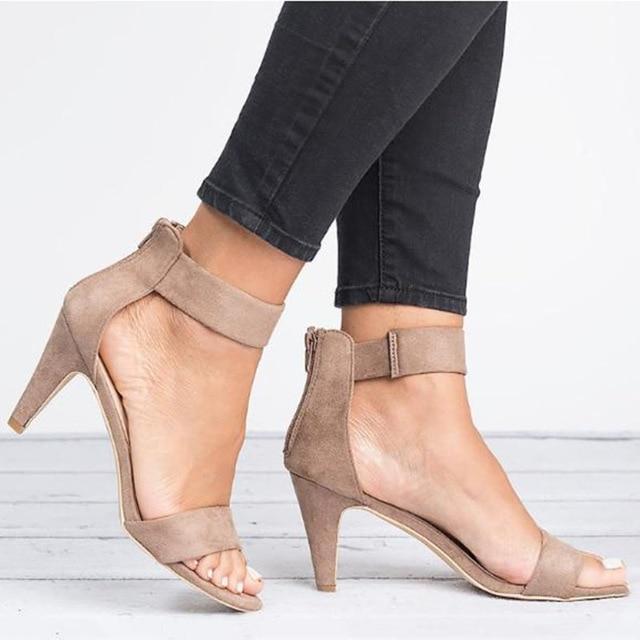 Women Open Toe With 5CM High Heels Sandals Plus Size Thin Heel Shoes-ABOXUN