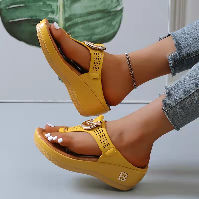Ladies Flip Flop Wedge slippers-ABOXUN