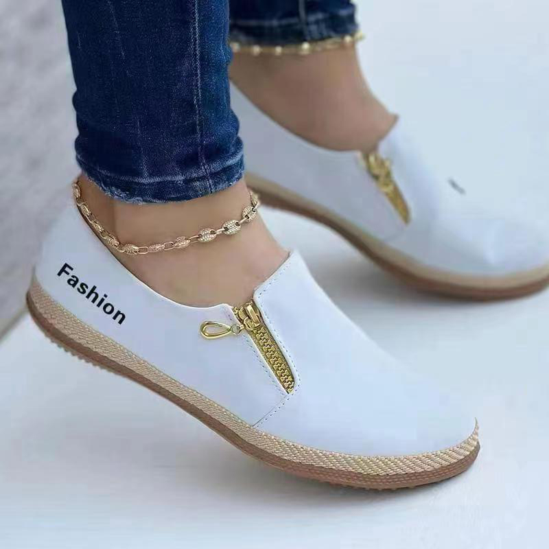 Women's Flat Zip Casual Sneakers-ABOXUN