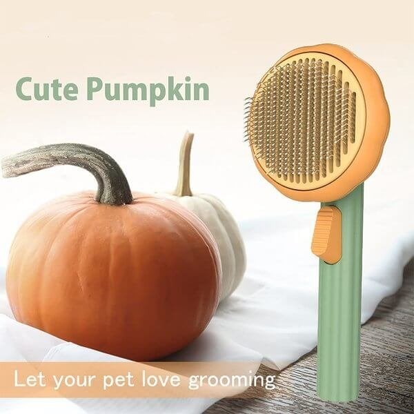 🎉Hot Selling🐈Pumpkin Pet CombPet Grooming Self Cleaning Slicker Brush for Dogs Cats Puppy Rabbit