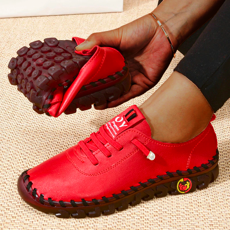 Platform Loafers  Casual Shoes Leather Flats Comfortable Slip on Mom Shoe Oxfords-ABOXUN