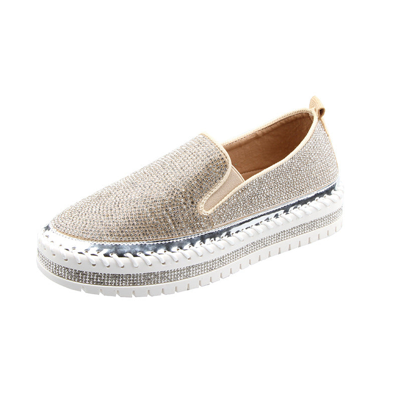 Women's Rhinestone Flatform Sneakers-ABOXUN