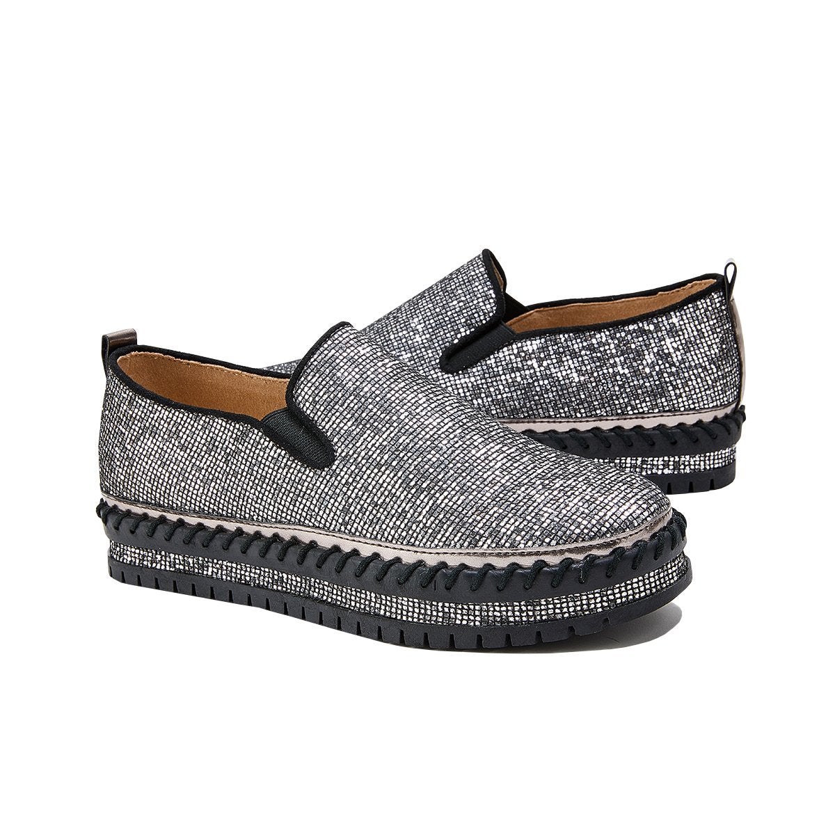 Women's Rhinestone Flatform Sneakers-ABOXUN