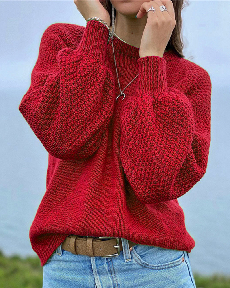 Pullover Solid Color All-match Sweater-ABOXUN