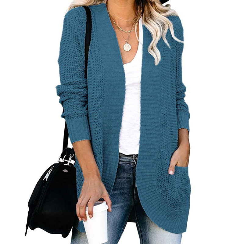 Pure Color Casual Sweater Cardigan-ABOXUN