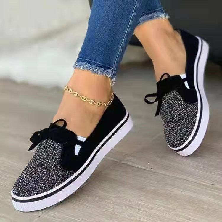 Ladies Rhinestone Flat Casual Shoes-ABOXUN