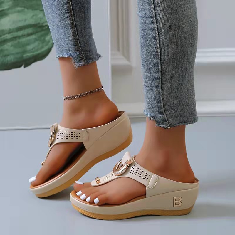 Ladies Flip Flop Wedge slippers-ABOXUN
