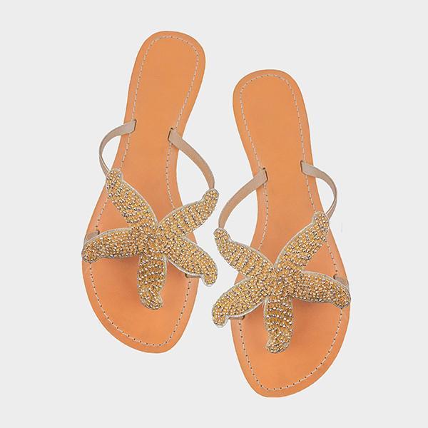 Women Starfish Beach Flat Sandals-ABOXUN
