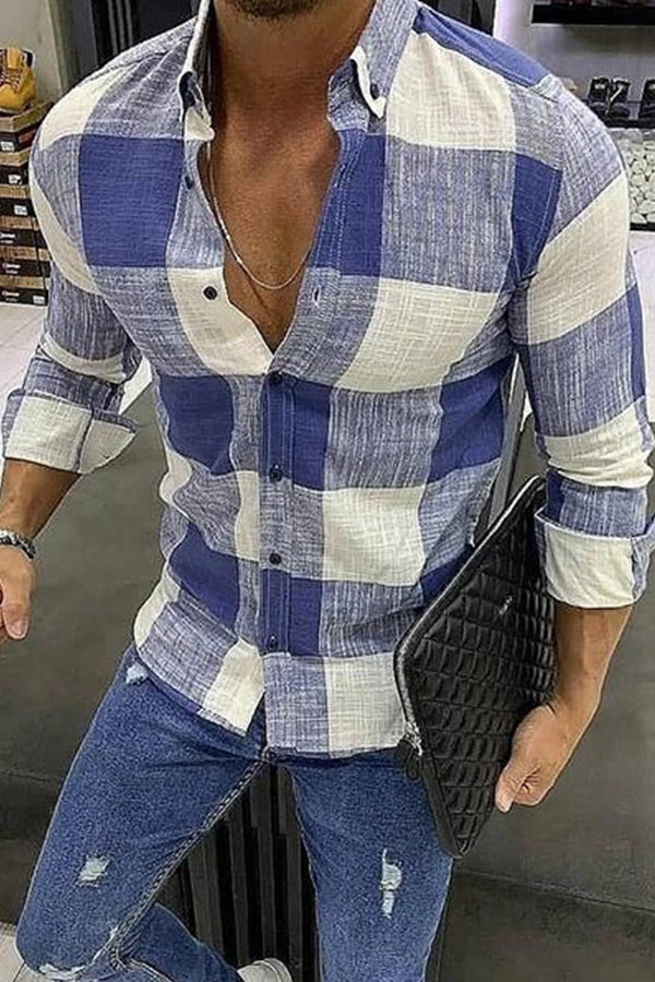 Solid color V-neck drawstring long-sleeved cotton and linen shirt-ABOXUN