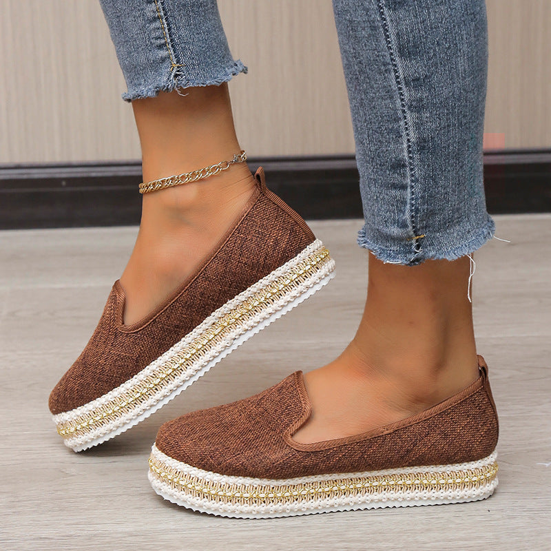 Vintage Roman Style Bubble Soles Slip On Shoes-ABOXUN