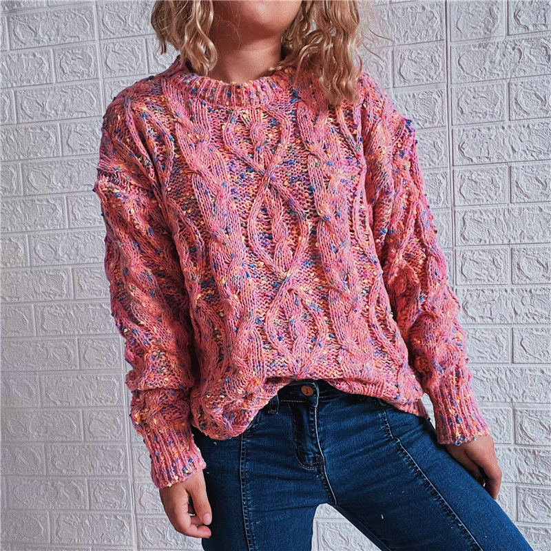 Vintage Long Sleeve Heathered Sweater-ABOXUN