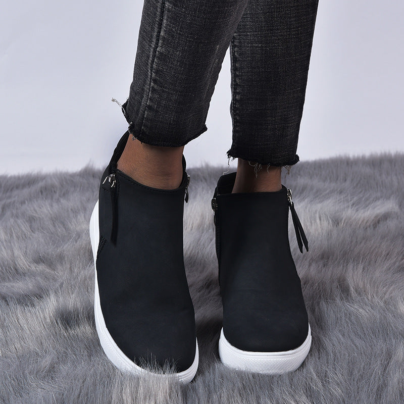 Grishay 2022 New Zipper Wedge Heel Women's Boots-ABOXUN