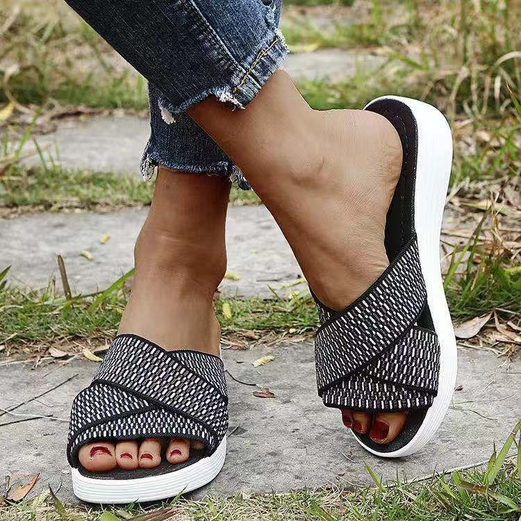 Women Stretch Cross Slide Sandals-ABOXUN