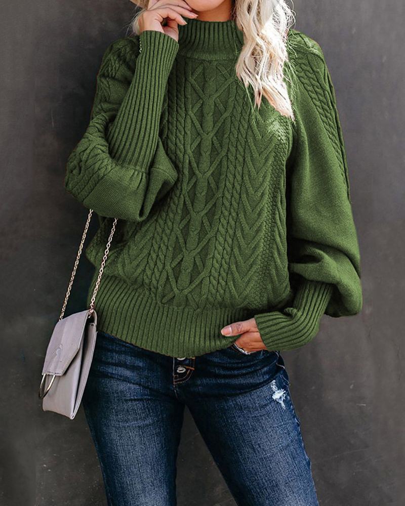 Loose Long-sleeved Knitted Solid Color Sweater-ABOXUN