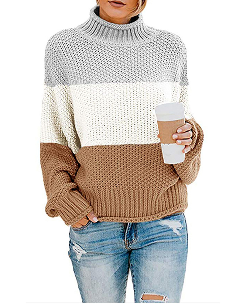 Thick Thread Pullover Turtleneck Sweater-ABOXUN