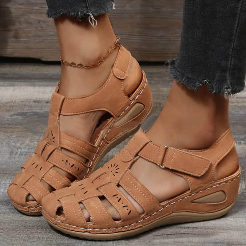 Platform Wedge Velcro Breathable Sandals-ABOXUN