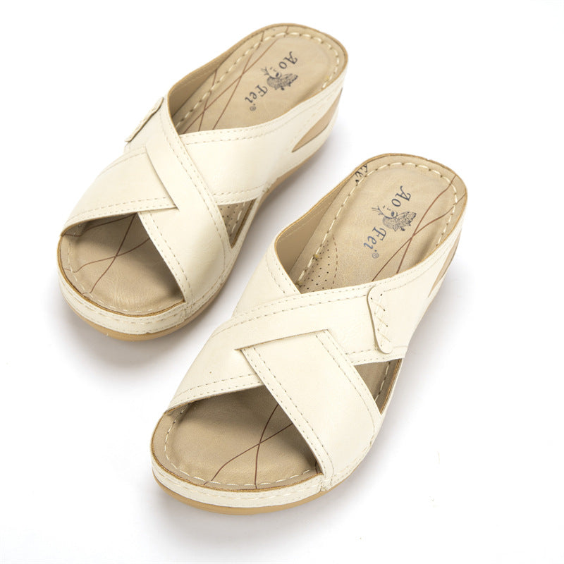 Women's Vintage Wedge Stitch Slippers-ABOXUN