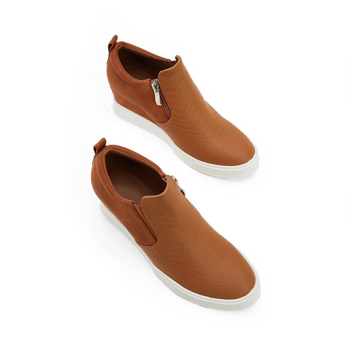 Women's Brown Boots Wedge Daily Comfy Sneakers-ABOXUN