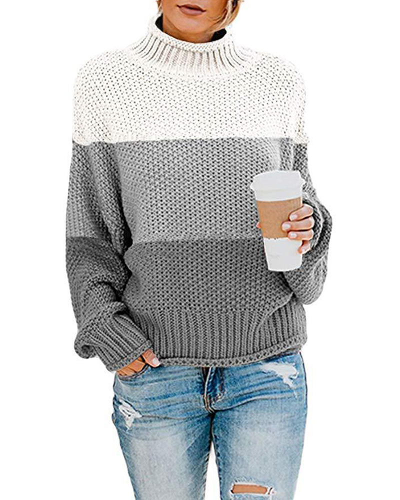 Thick Thread Pullover Turtleneck Sweater-ABOXUN