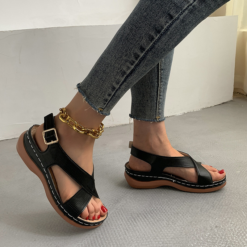 Solid Color Casual Women's Sandals-ABOXUN