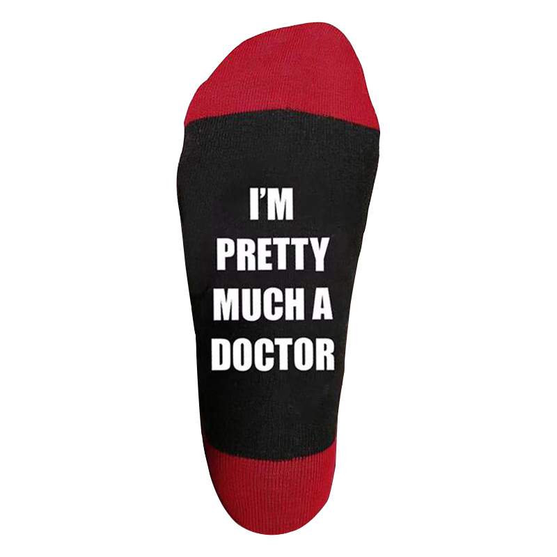 5 Pairs I Watch A Lot Of Greys I'M Pretty Much A Doctor Socks Letter Novelty Socks-ABOXUN