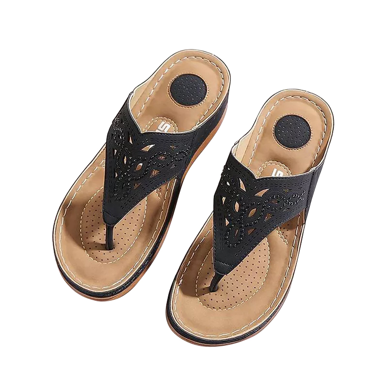 Women's Comfortable Flip Flops Wedge Heel Daily Slippers-ABOXUN