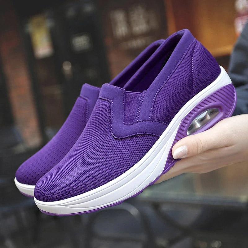 Women's Sporty Platform Fabric Daily Slip-On Walking Sneakers-ABOXUN