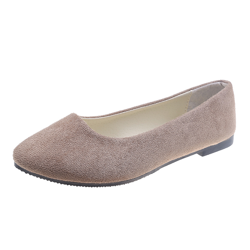 suede slip-on shoes pointed toe Rubber Flat Shoes-ABOXUN