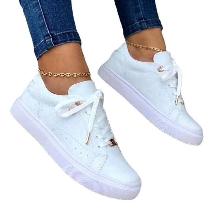 women's flat lace-up round toe shoes-ABOXUN