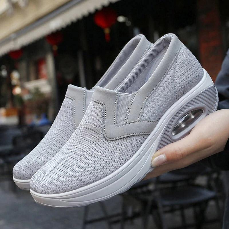 Women's Sporty Platform Fabric Daily Slip-On Walking Sneakers-ABOXUN