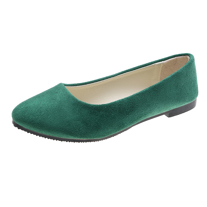 suede slip-on shoes pointed toe Rubber Flat Shoes-ABOXUN