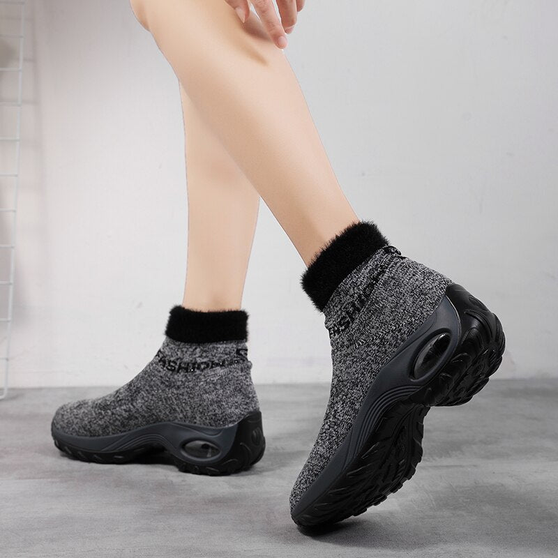 Ladies Fashion High Top Warm Snow Boots-ABOXUN