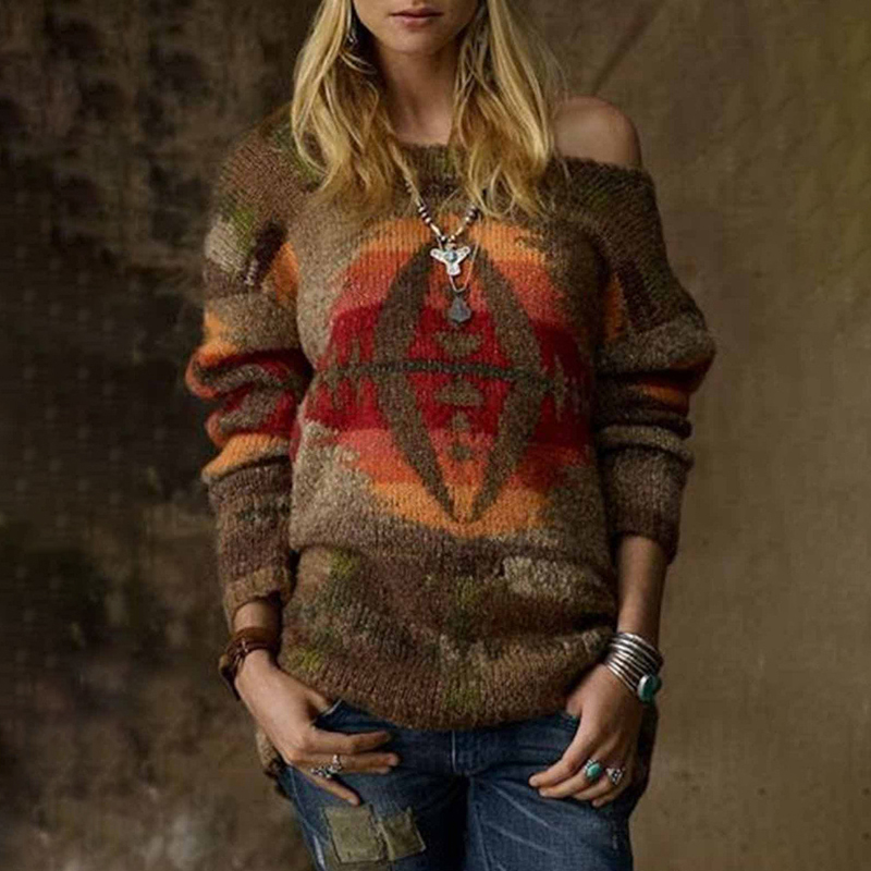 Ethnic Style Long Sleeve Casual Sweater-ABOXUN