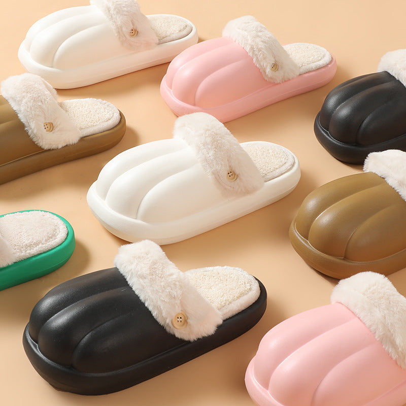 EVA Detachable Cotton Slippers Thick Bottom Fleece Warm And Waterproof-ABOXUN