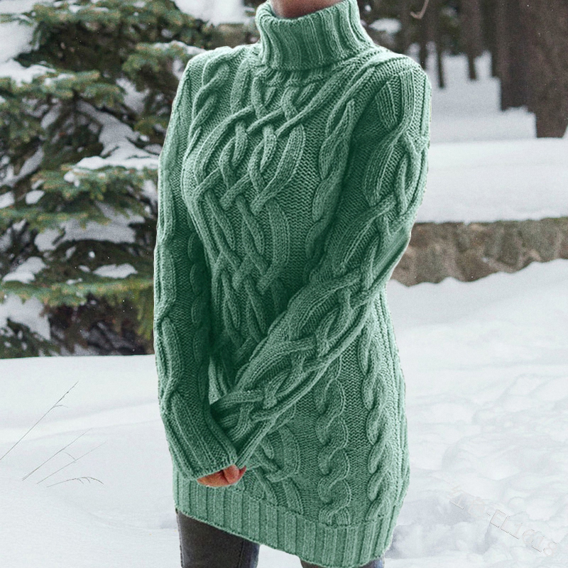 Thick Lapel Retro Thick Twist Sweater Mini Dress-ABOXUN