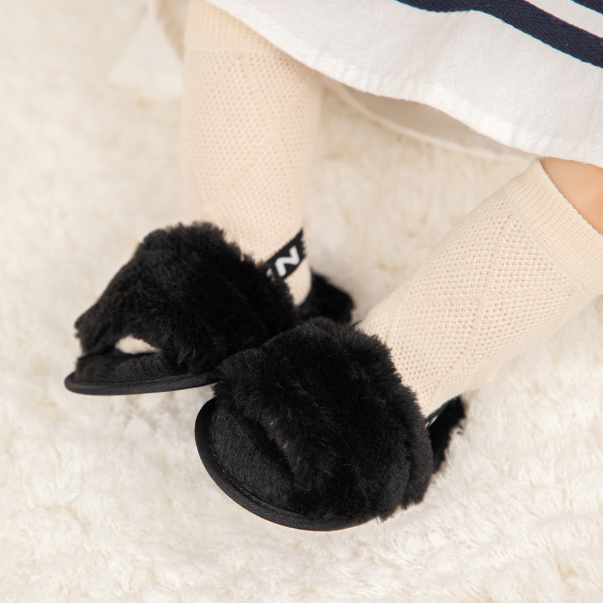 Flock Fur Soft Slip-on Flat Sandals Baby Girl Slippers Wholesale-JZ Baby