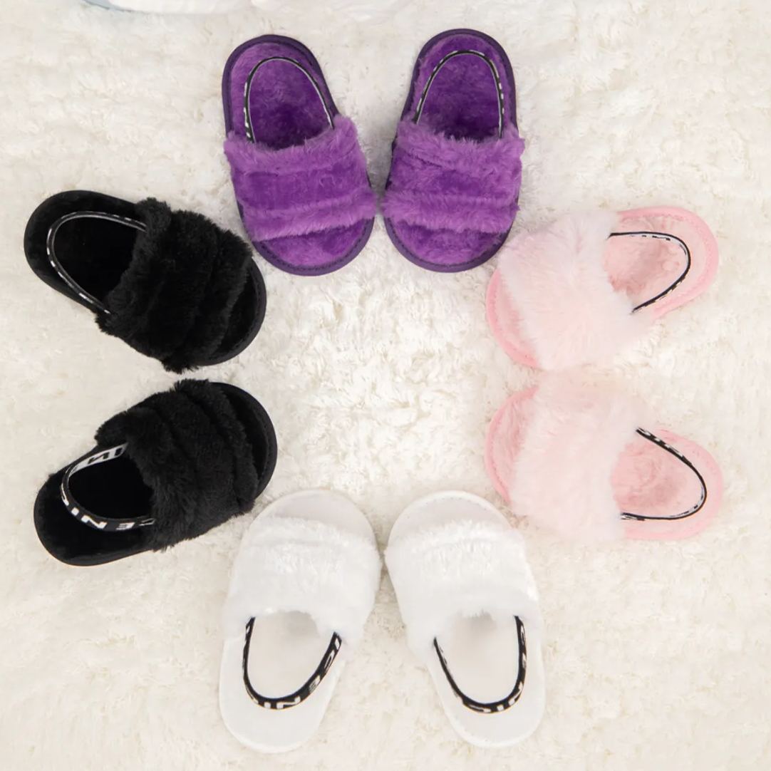 Flock Fur Soft Slip-on Flat Sandals Baby Girl Slippers Wholesale-JZ Baby