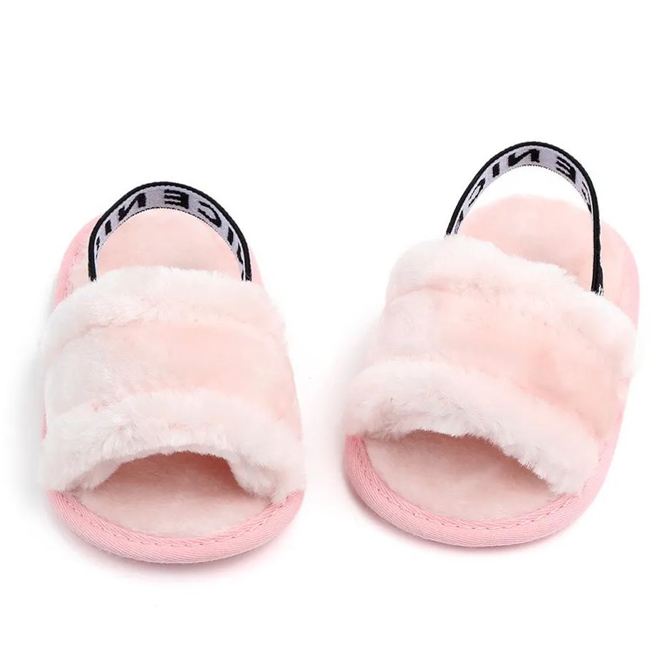 Flock Fur Soft Slip-on Flat Sandals Baby Girl Slippers Wholesale-JZ Baby