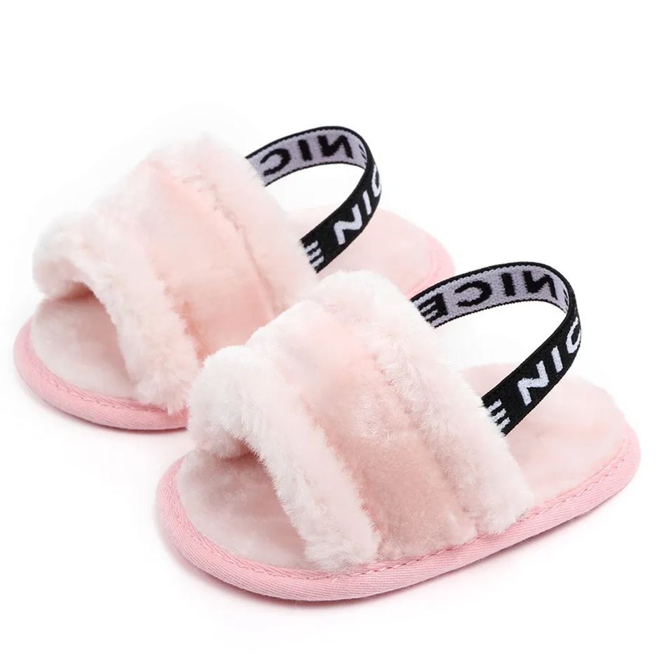Flock Fur Soft Slip-on Flat Sandals Baby Girl Slippers Wholesale-JZ Baby