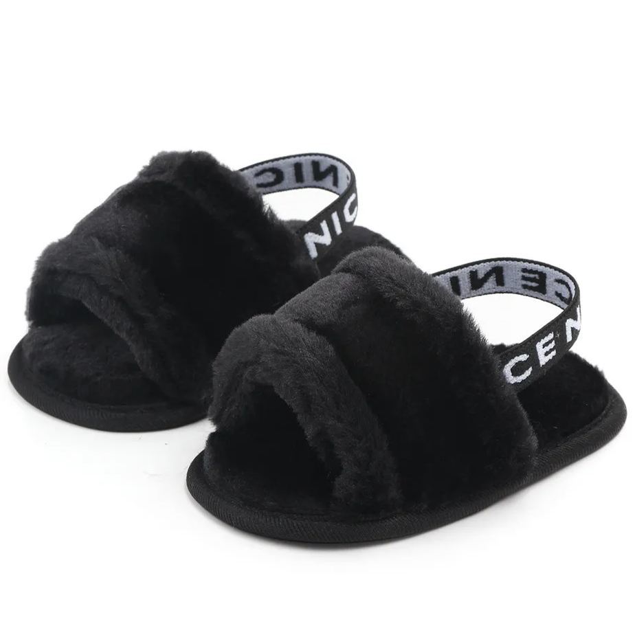 Flock Fur Soft Slip-on Flat Sandals Baby Girl Slippers Wholesale-JZ Baby