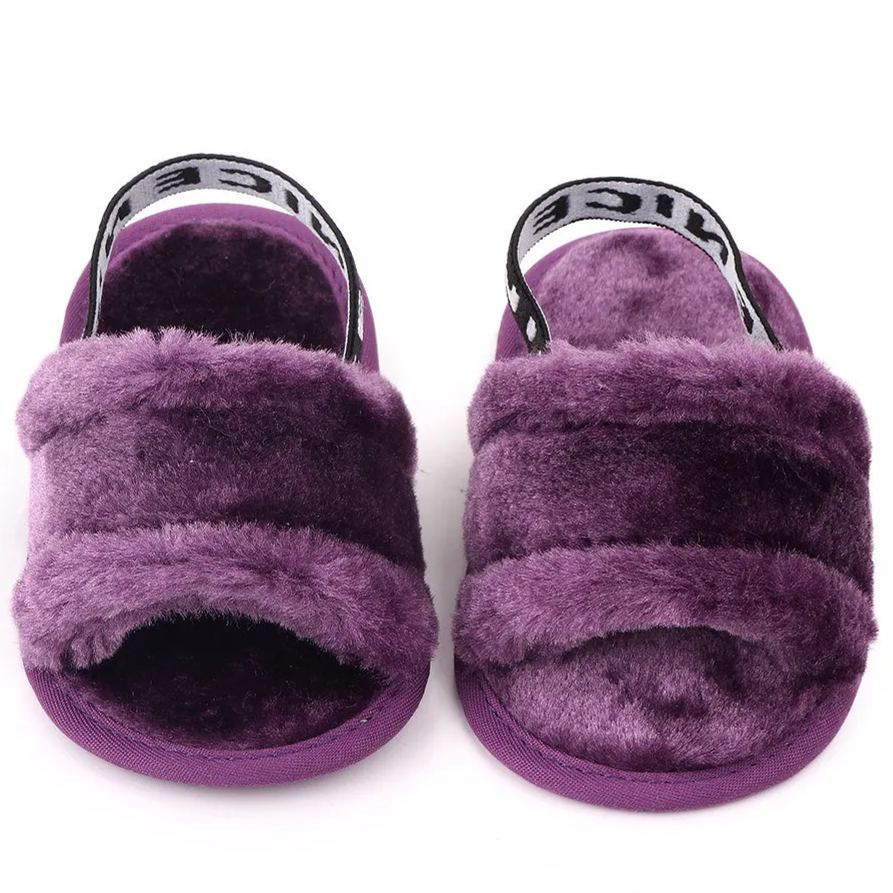 Flock Fur Soft Slip-on Flat Sandals Baby Girl Slippers Wholesale-JZ Baby