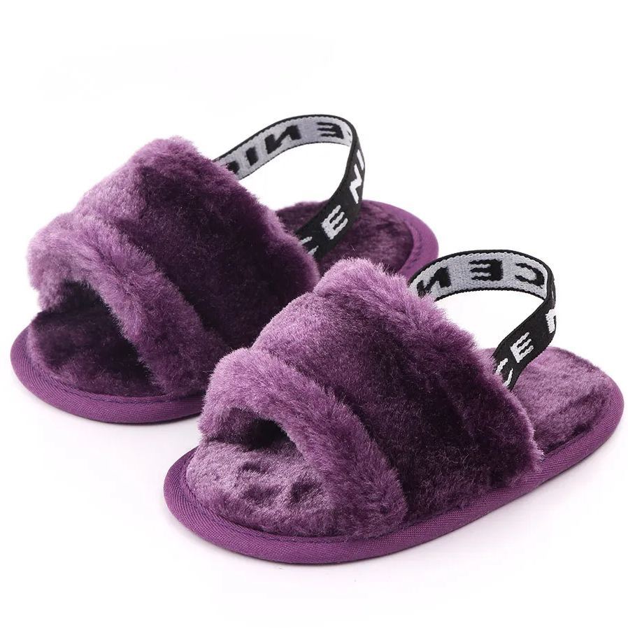 Flock Fur Soft Slip-on Flat Sandals Baby Girl Slippers Wholesale-JZ Baby