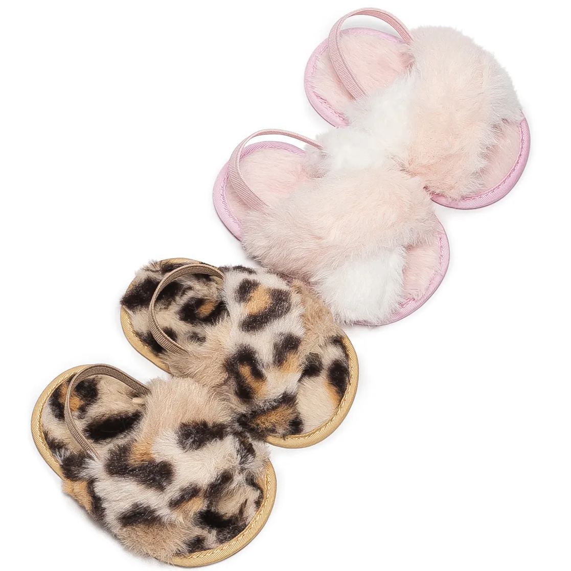 Girls Toddler Soft Supple Fur Stretchy Rear Strap Baby Sandals Wholesale-JZ Baby